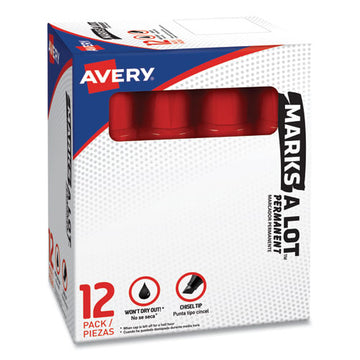 Avery® Marks A Lot Extra-large Desk-style Permanent Marker, Extra-broad Chisel Tip, Red (24147) freeshipping - TVN Wholesale
